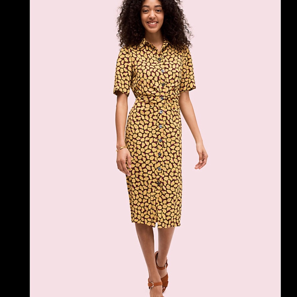 kate spade Yellow and Black Printed Shirt Dress